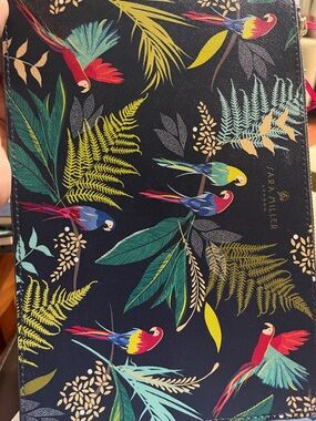 Sara Miller Tropical Parrot Address Book, Journal, Cosmetic Case - Navy Set of 3